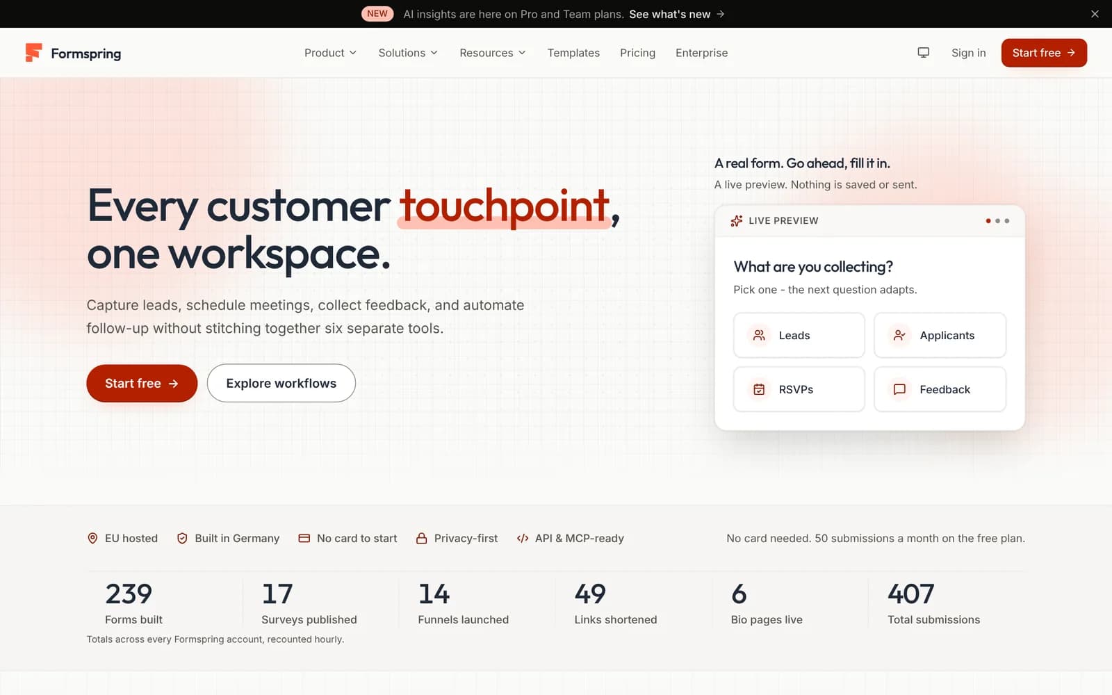 Startseite von Formspring