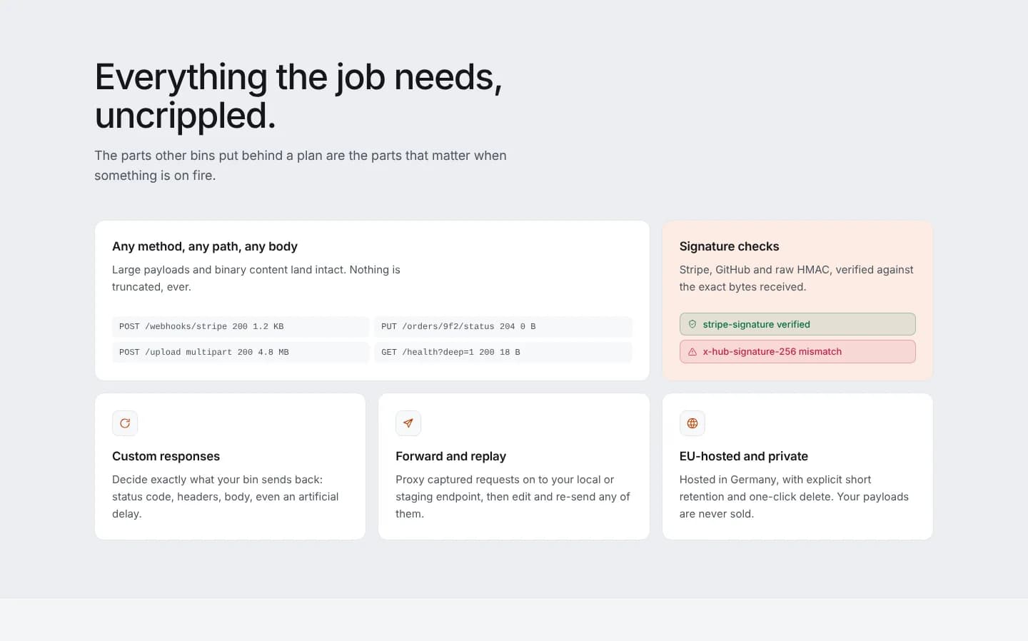Snare: Funktionen des Webhook-Inspectors