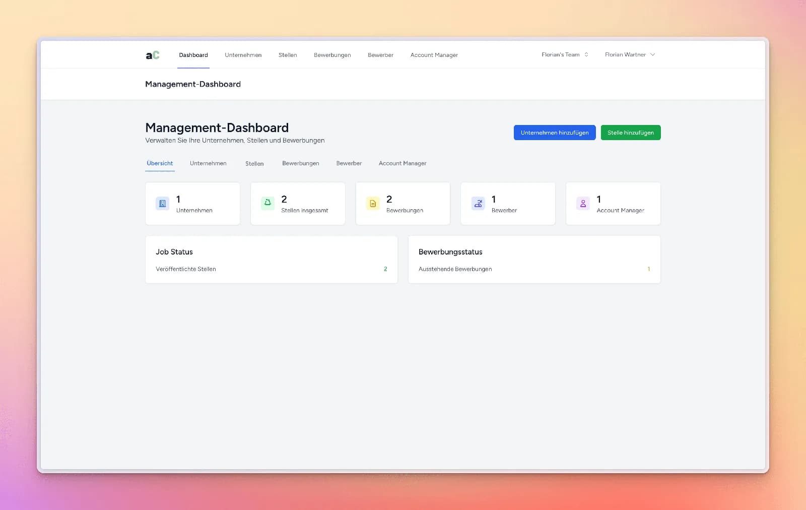 Backend von allCareer
