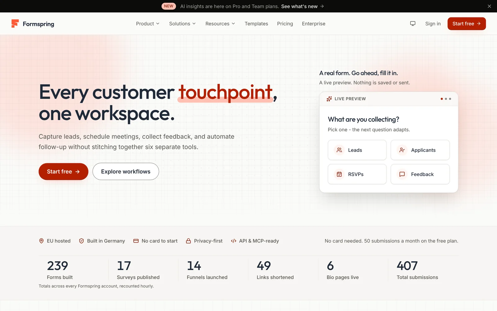 Startseite von Formspring